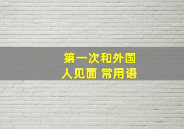 第一次和外国人见面 常用语